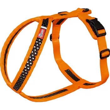 Postroj pro psa Tamer Perforovaný postroj SOFTY | oranžovočerný velikost postroje: 4 - obvod krku 38-44 cm - obvod hrudníku 58-68 cm