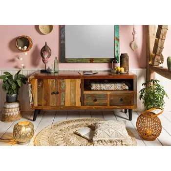 Televizní stolek Televizní stolek ze starého dřeva, 160x45x70, vícebarevně lakovaný, SIXTIES