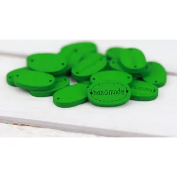 Knoflík Pro Háčkování Hand made dřevěný oválný zelený 18x12 mm.