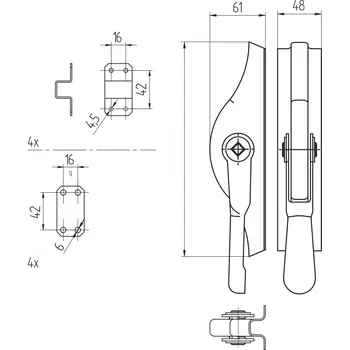 Dveřní kování KOMAS Pákovej uzáveř - BASCULES Povrch: Bílá