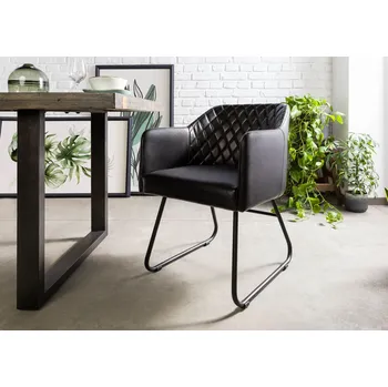 DARKNESS Křeslo z pravé kůže, 55x59x76, černé