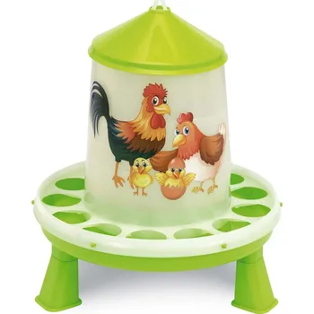 krmítko pro hospodářská zvířata Násypné krmítko pro slepice, drůbež 2 kg GAUN závěsné s nožičkami EDICE Šťastné slepice