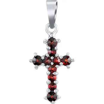 Šperk Silvego Stříbrný přívěsek Ofelie kříž s přírodními granáty SILVEGOB180038P