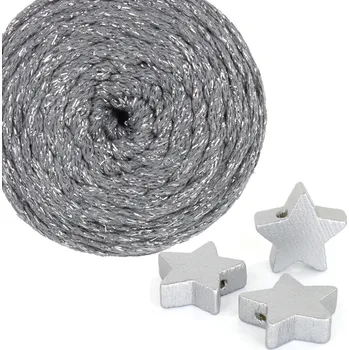 Vánoční dekorace Sada na výrobu 5ti stromečků - s lurexem - LIMITOVANÁ edice Drhané stromečky - lurexové: 11 Šedá s metalickou stříbrnou + stříbrná hvězda