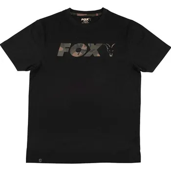 Rybářské oblečení Fox Tričko Black Camo Chest T Shirt vel.L