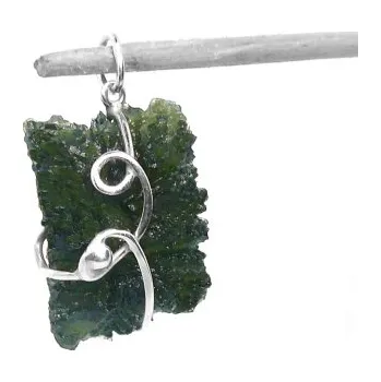 Přívěsek Stříbrný přívěsek surový přírodní vltavín Ločenice - 3668 (Stříbrný přívěsek surový vltavín zdobený)