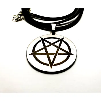 Vojenské psí známky HeLLTag - náhrdelník - Pentagram Leather - CT Silver
