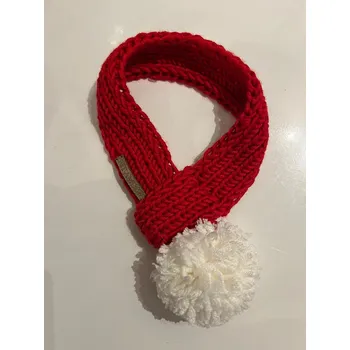 Obleček pro psa Pet Amour Pletená šála pro psy s bambulí červená