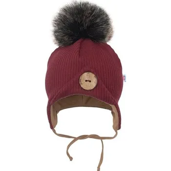 Kojenecká čepice Kojenecká zimní čepička New Baby Great bordó - 62 (3-6m) - VÝPRODEJ