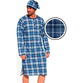 Pánská noční košile Cornette Colin modré káro