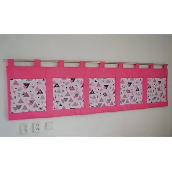 Šatoli.cz Velký kapsář za postel 200 x 50 cm růžová Trojúhelníky