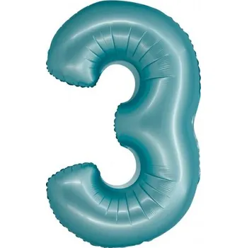Balónek Fóliový balónek číslo 3 - světle modrý, 76 cm
