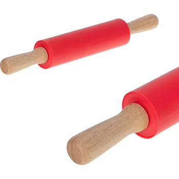Váleček na těsto KIK KX5216 Silikonový váleček na těsto 38 cm - červený