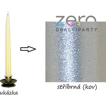 Svíčka Svíčka kónická 24 cm - stříbrná (kov)