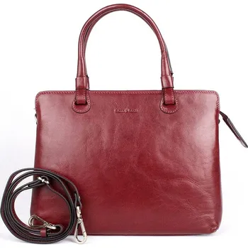 Kabelka Střední elegantní tmavěčervená kožená kabelka do ruky Gianni Conti 661