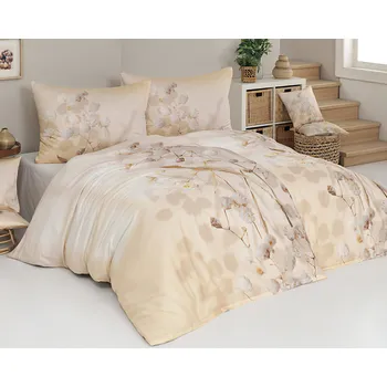 Povlečení Matějovský Julia bavlněné povlečení béžové 140 x 200, 70 x 90 cm zipový uzávěr