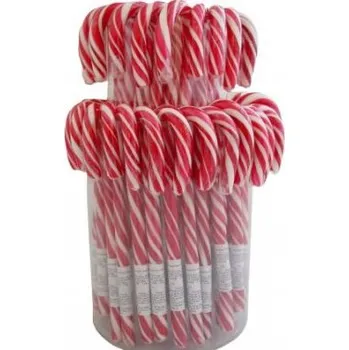 Bonbon Candy Canes - barevné lízátko hůlka MAXI 28 g / 50 ks - zimní mix (Lízátko hůlka 28 g / jednotlivě balené / červeno-bílé)