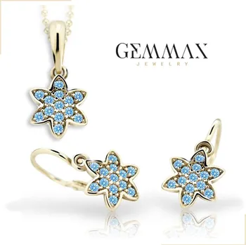 Souprava šperků GEMMAX "" Souprava zlatých dětských šperků - náušnice a přívěsek – zlatý šperk ryzosti 585/1000 v Dárkovém balení s Certifikátem GBSYM-2206