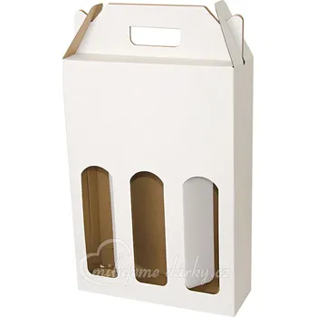 Dárková krabička Bílá papírová krabice na 3 láhve, balení 10 ks