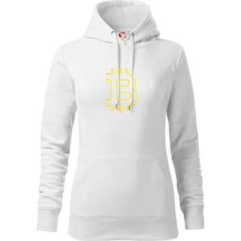 Dámská mikina Bitcoin kryptoměna - Mikina dámská Cape s kapucí - S ( Bílá )