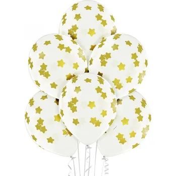 Balónek Paper Design Nafukovací balónky 6ks Stars - transparentní se zl