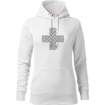 Dámská mikina Keltský uzel kříž - Mikina dámská Cape s kapucí - 2XL ( Bílá )