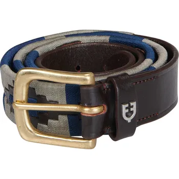 Opasek EQUESTRO Pásek kožený Polo S Equestro, brown/navy/grey Délka: 90 cm