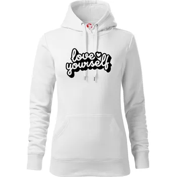 Dámská mikina Love Yourself - Mikina dámská Cape s kapucí - L ( Bílá )