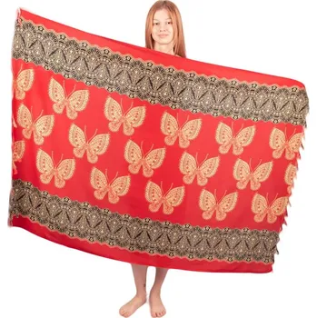 Šátek Sarong / pareo / plážový šátek s motýlky Butterflies Red, Sittar.cz