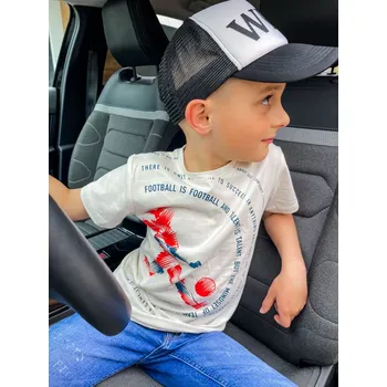 Dětské tričko s potiskem fotbalisty máslové, Velikost 3-4 roků