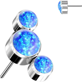 Piercing Atreya Titanová bezzávitová koncovka s třemi opálovými kameny Barva: Opálová bílá