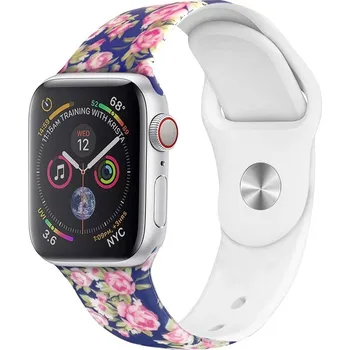 Řemínek na hodinky AW Apple Watch řemínek - Modrá růže Šířka uchycení řemínku: 44/45/46/49mm, Délka řemínku: Dámský - S/M (13 - 19cm) IR-IMGRR08