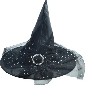 Karnevalový kostým MFP Paper s.r.o. klobouk čarodějnický černý pavučina 38x34cm 1