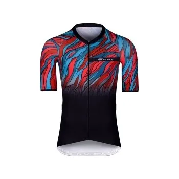 cyklistický dres Dres FORCE LIFE krátký rukáv, černo-petrolej-červený