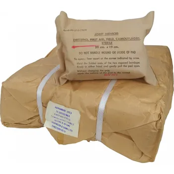 ARMÁDNÍ ORIGINÁL UK VELKÁ BRITÁNIE Tlakový obvaz kapesní FFD British Army bandáž 20 x19 cm Velká Británie originál