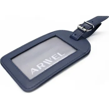 Tmavě modrá kožená visačka na zavazadlo Brienli