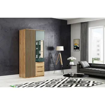 Dětská skříň Šatní skříň Sorento 100 - dub craft zlatý / černá