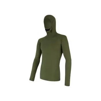 SENSOR MERINO DF pánské triko dl.rukáv s kapucí safari green S; Zelená triko + DÁREK DLE VÝBĚRU!