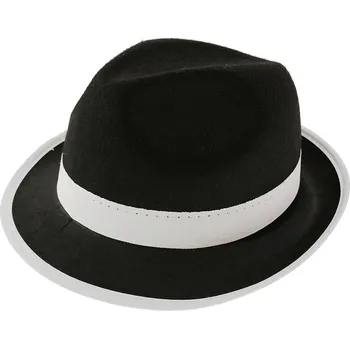 Party dekorace Klobouk GANGSTER, černý s bílým lemem