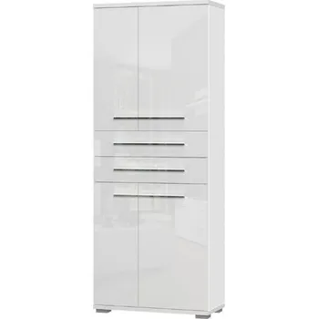 Šatní skříň Skříň policová se zásuvkami bílý lesk PIANO V42