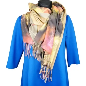 Šála Hvězdná obloha béžová dámská šála 2v1 (Oboustranný dámský šál)