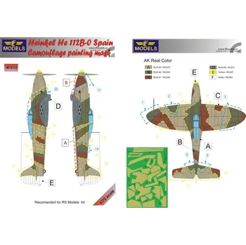 Plastikový model 1/72 Mask He 112B-0 Spain Camouflage paint. (LF)