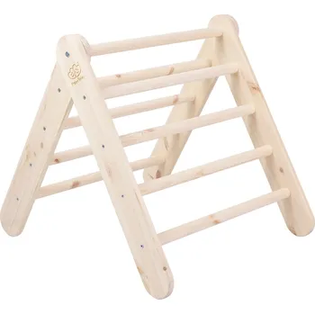 Dřevěná hračka MeowBaby Dětský dřevěný žebřík trojúhelník Pikler: přírodní