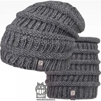 Čepice Pletená čepice a nákrčník Dráče - Etna 02, šedá střední Barva: Šedá, Velikost: 52-54