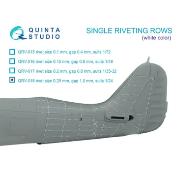 Plastikový model Quinta studio 1/24 Single rivet.rows (0.25 mm, gap 1.0) WHITE