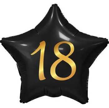 Fóliový balónek hvězda - Černý s číslem 18