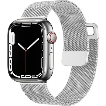 Řemínek na hodinky AW MILÁNSKÝ TAH pro Apple Watch - Magnetický - Stříbrný Šířka uchycení řemínku: 38/40/41/42mm, Barva: Stříbrný IR-AWMTH025
