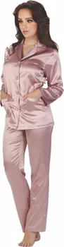 Dámské pyžamo De Lafense Classic dámské saténové pyžamo dlouhé růžové M