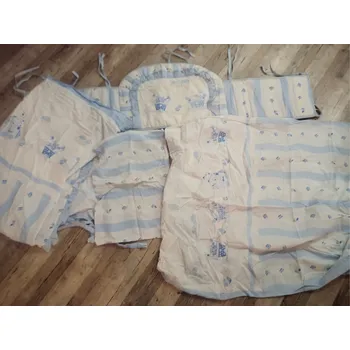 Příslušenství pro dětskou postel a kolébku Glück 4 dílná sada komplet do postýlky - povlečení mantinel modré