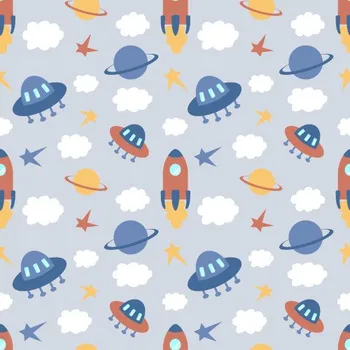 Impregnovaná látka kočárkovina, raketa šedý podklad , látka, metráž